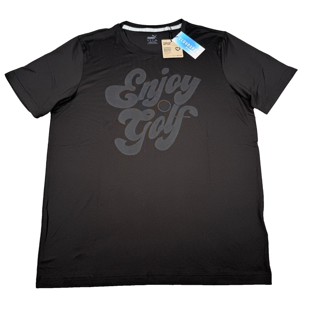 Puma Cloudspun Enjoy Golf T Shirt Mens Medium Black Performance Stretch Tee NWT